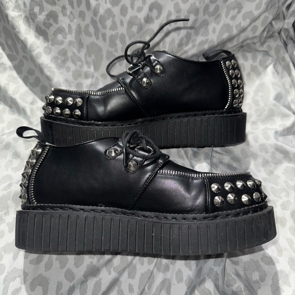Dolls Kill Shoes - Dolls Kill Black Platform Shoes with Silver Studs